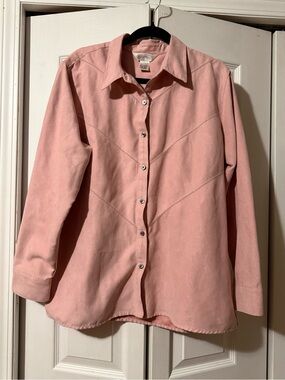 Northern Reflections in Faux Suede Pink Button-Up Shirt XL